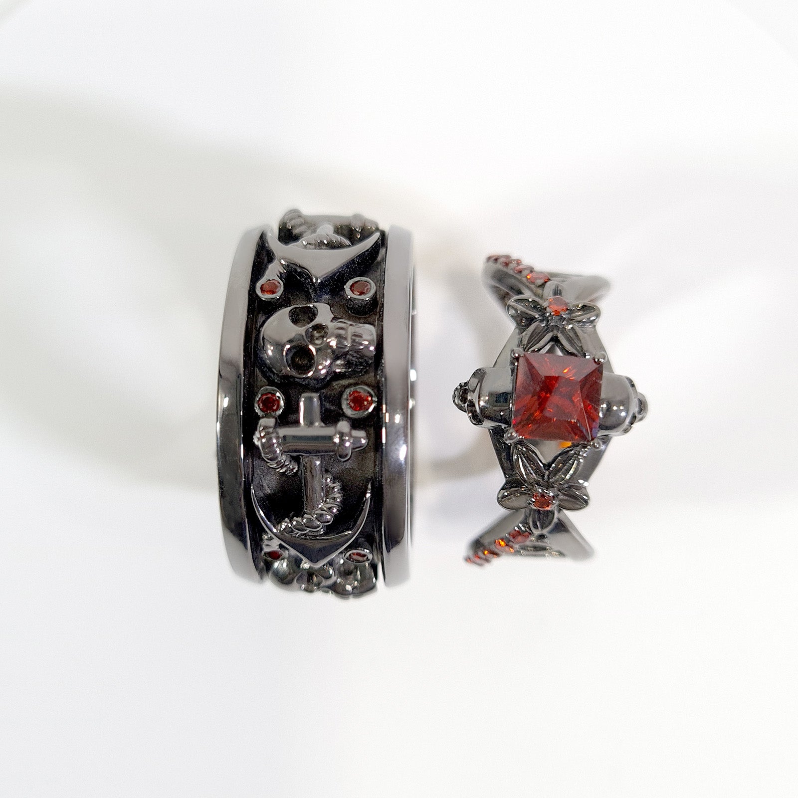 Anchor Skull Promise Rings For Couple