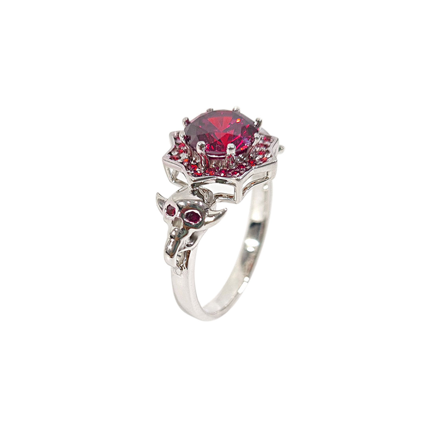 1.50TCW Ruby Skull Engagement Ring