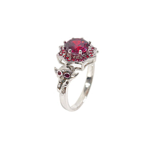 1.50TCW Ruby Skull Engagement Ring Sterling Silver Skull Ring