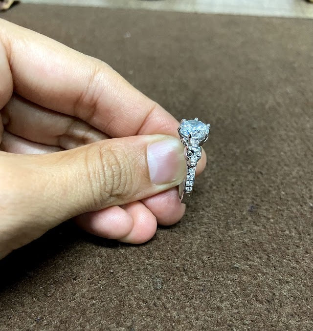 2.10TCW Diamond Skull Wedding Ring, 2.10TCW Moissanite Skull Engagement Ring