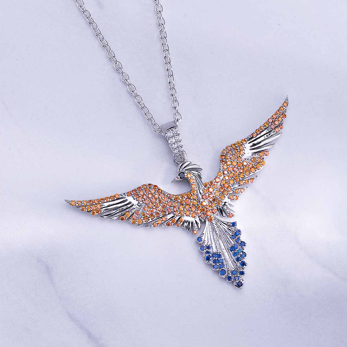 Phoenix Pendant Necklace Rising Bird Jewelry for Girls Women Sterling Silver