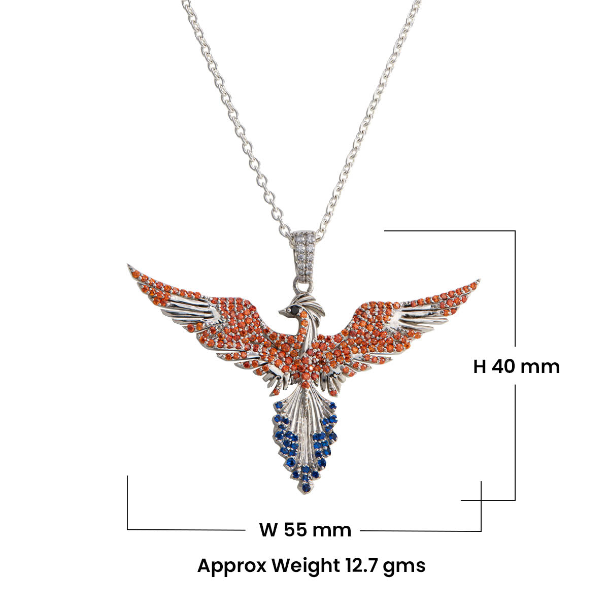 Phoenix Pendant Necklace Rising Bird Jewelry for Girls Women Sterling Silver