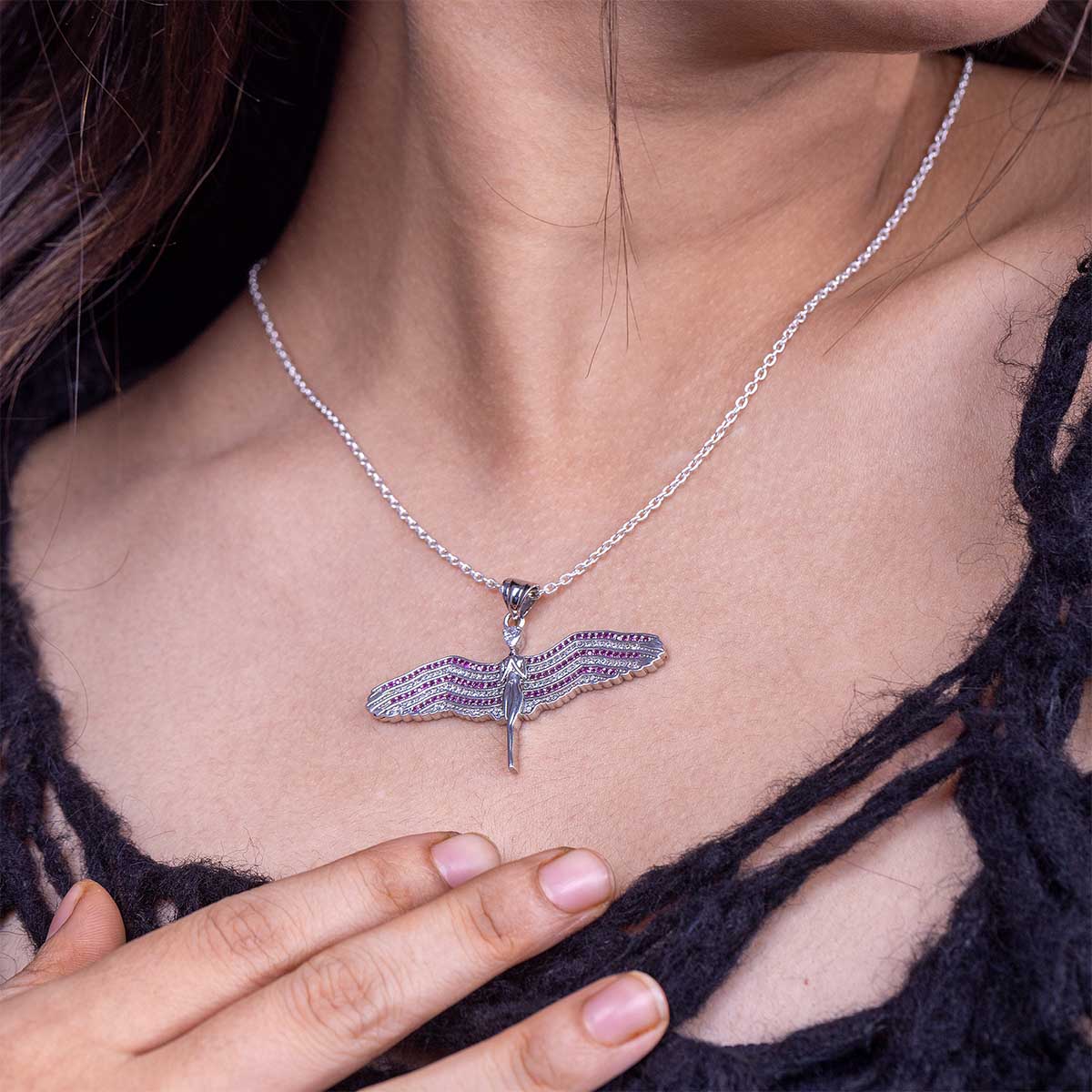 Guardian Angel Necklace Angel Wings Pendant for Girls Women