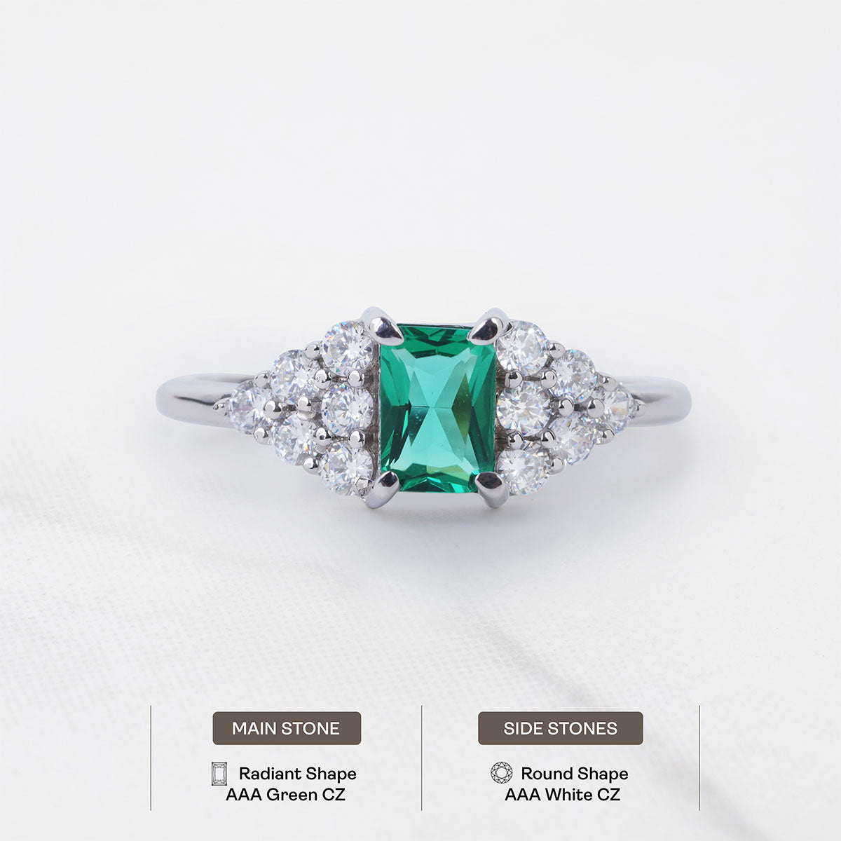 Emerald and Diamond Cocktail Ring Cluster Engagement Ring