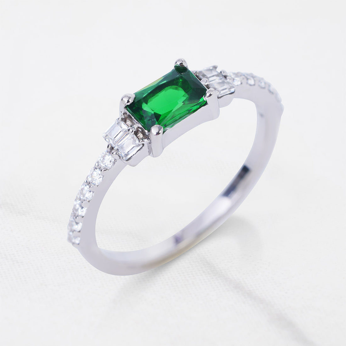 Synthetic Emerald Ring Minimalist Promise Engagement Rings