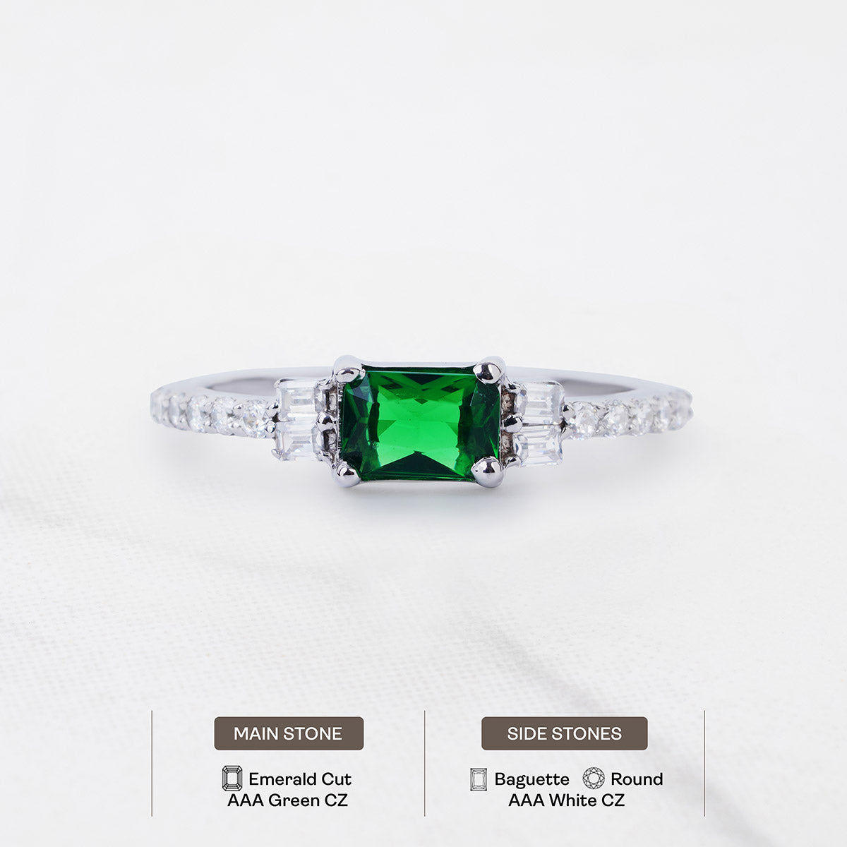 Synthetic Emerald Ring Minimalist Promise Engagement Rings