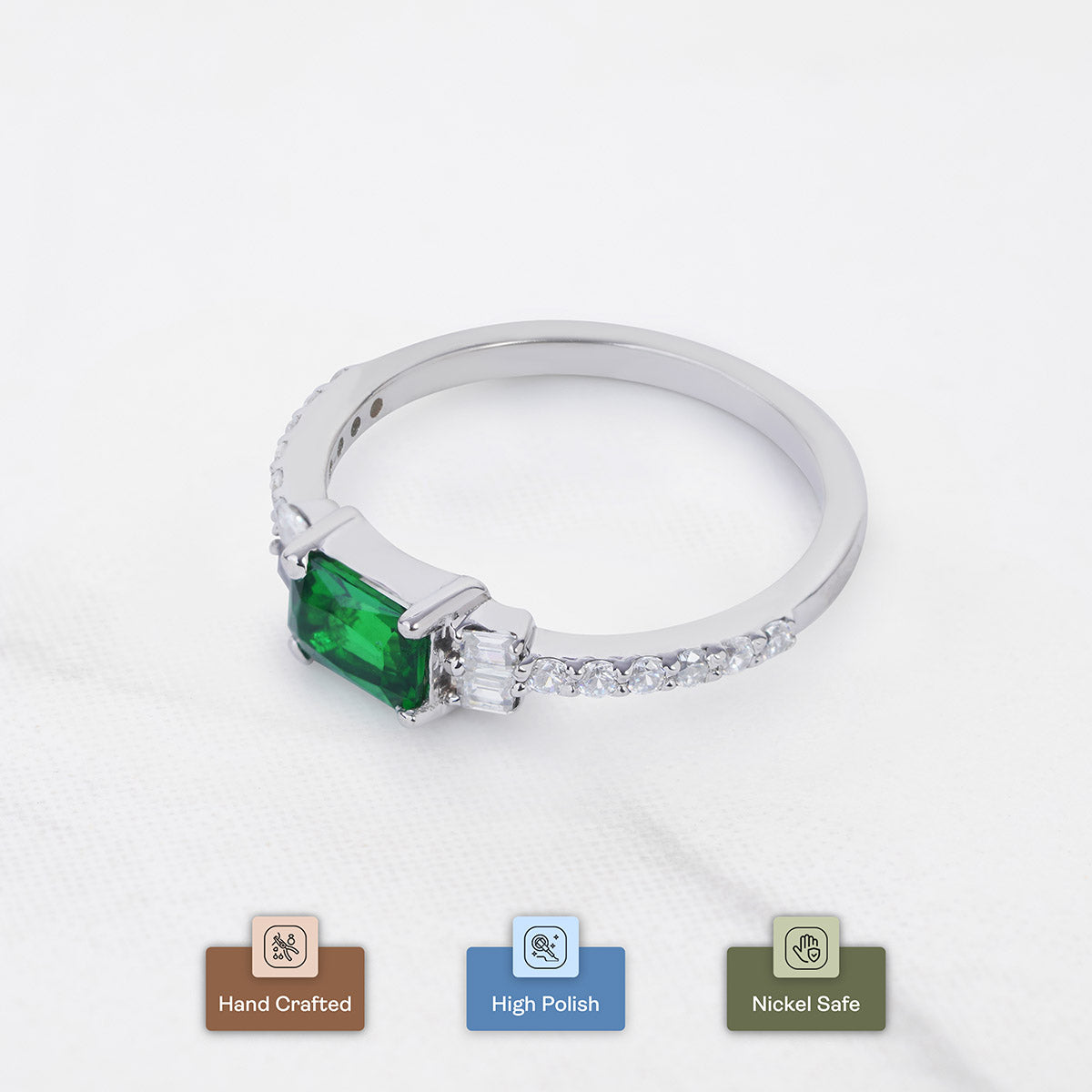Synthetic Emerald Ring Minimalist Promise Engagement Rings