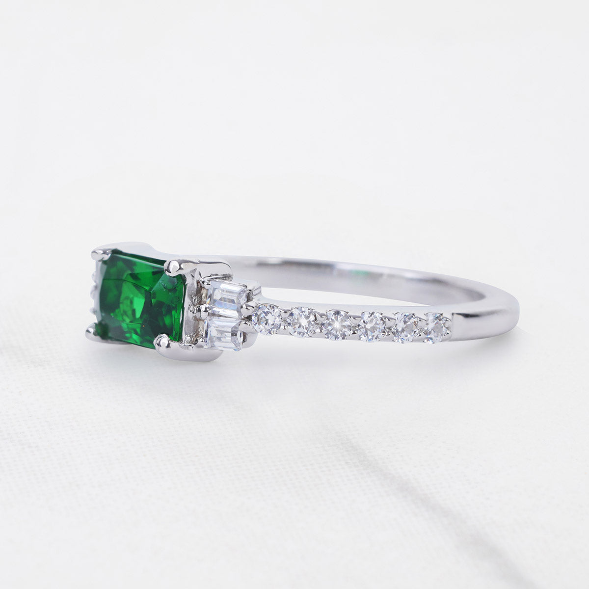 Synthetic Emerald Ring Minimalist Promise Engagement Rings