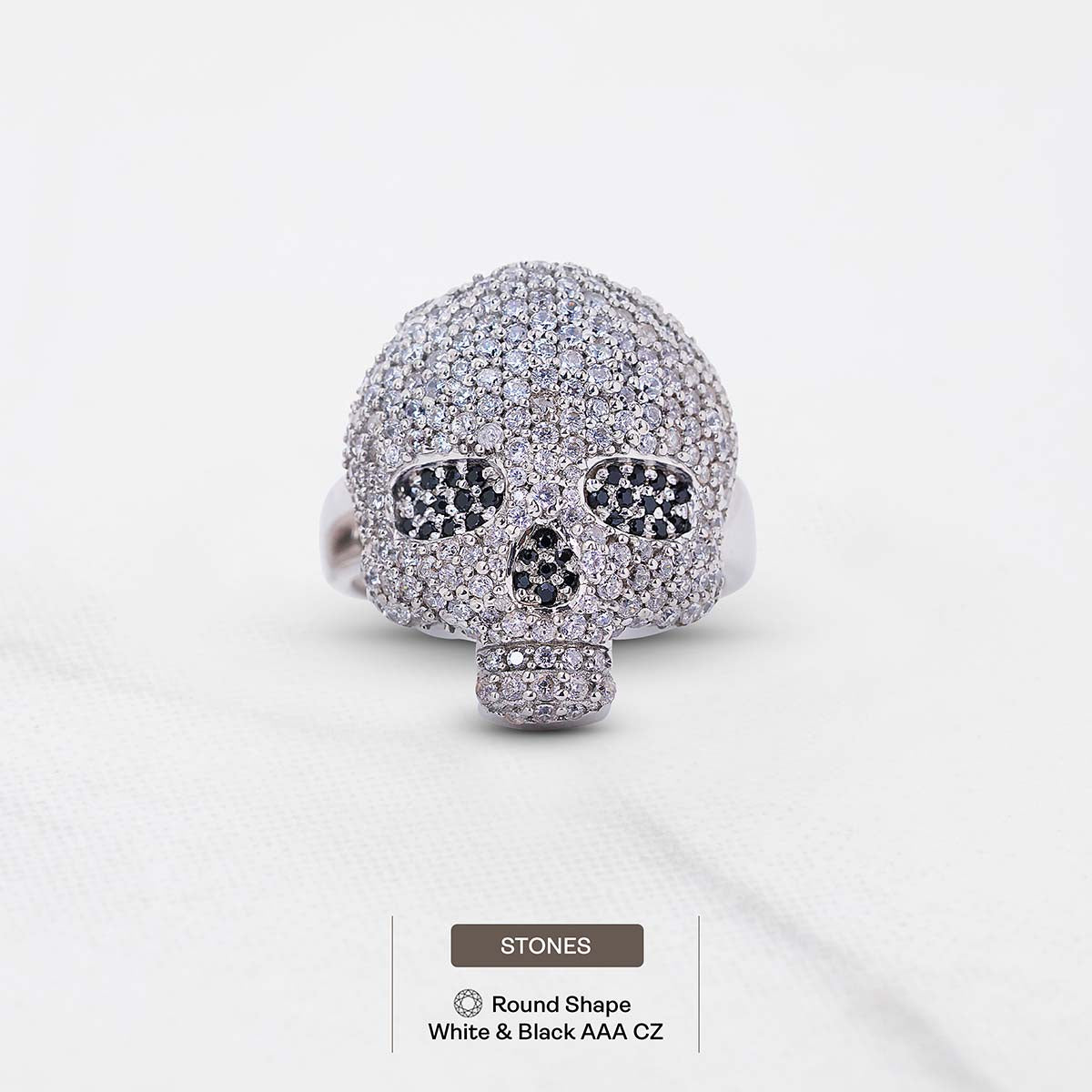 Iced Out Skull Ring for Men Day of The Dead Jewelry Hip Hop