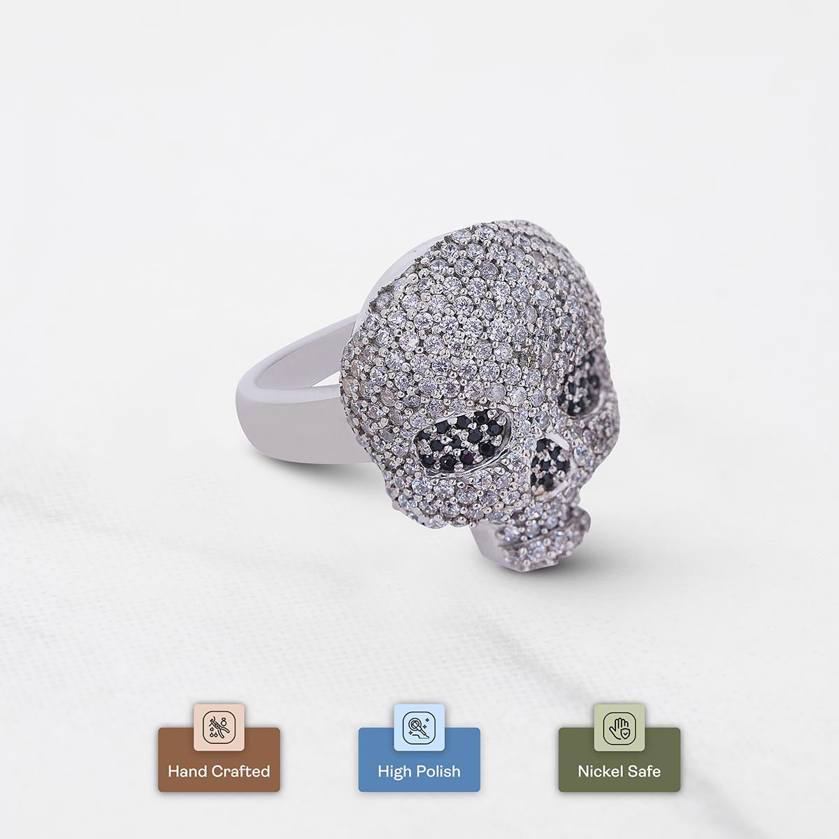 Moissanite Iced Out Skull Ring Hip Hop Style Biker Gothic Jewelry