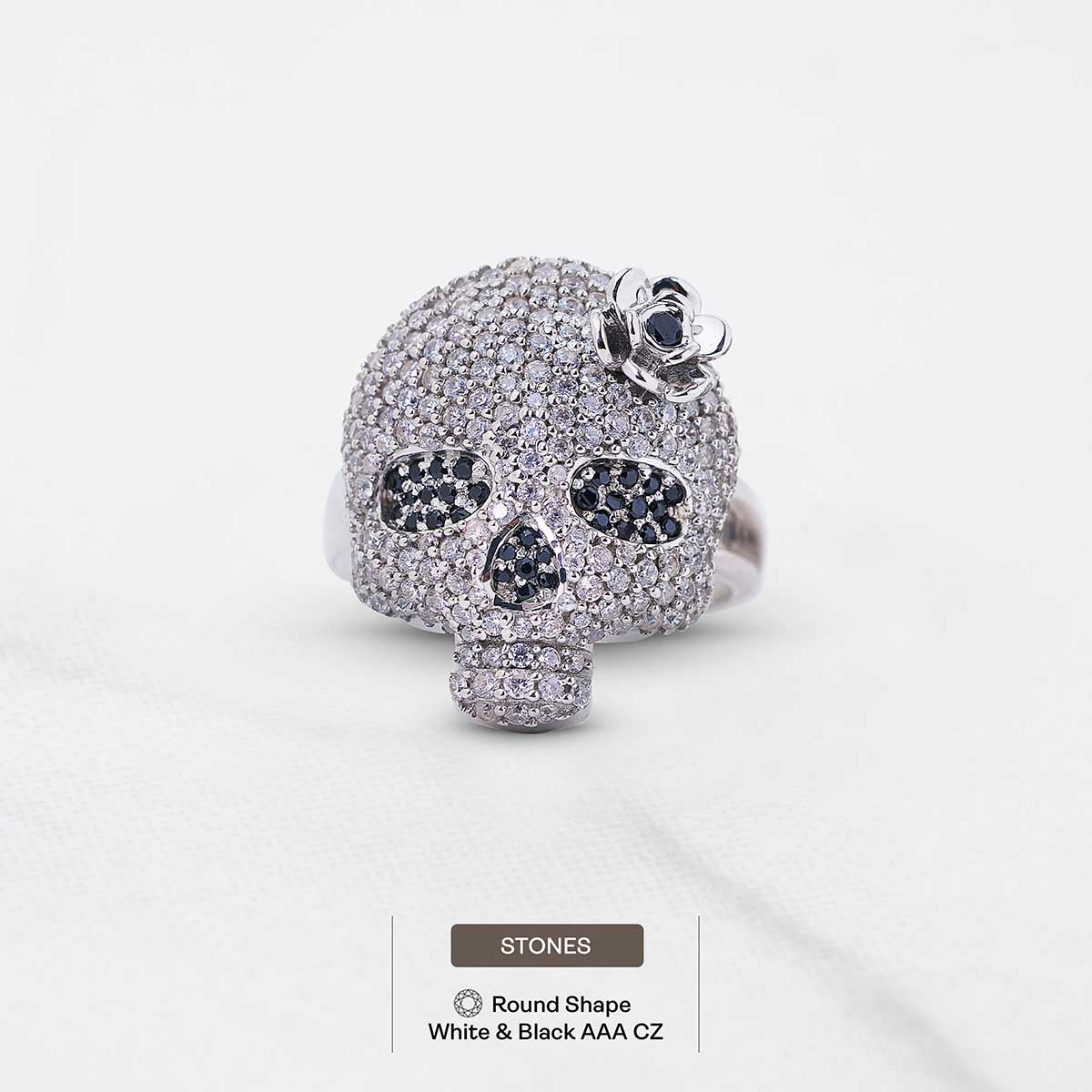 Iced Out Skull Ring for Women Day of The Dead Jewelry Hip Hop