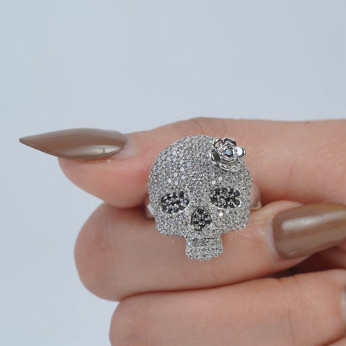 Iced Out Skull Ring for Women Day of The Dead Jewelry Hip Hop