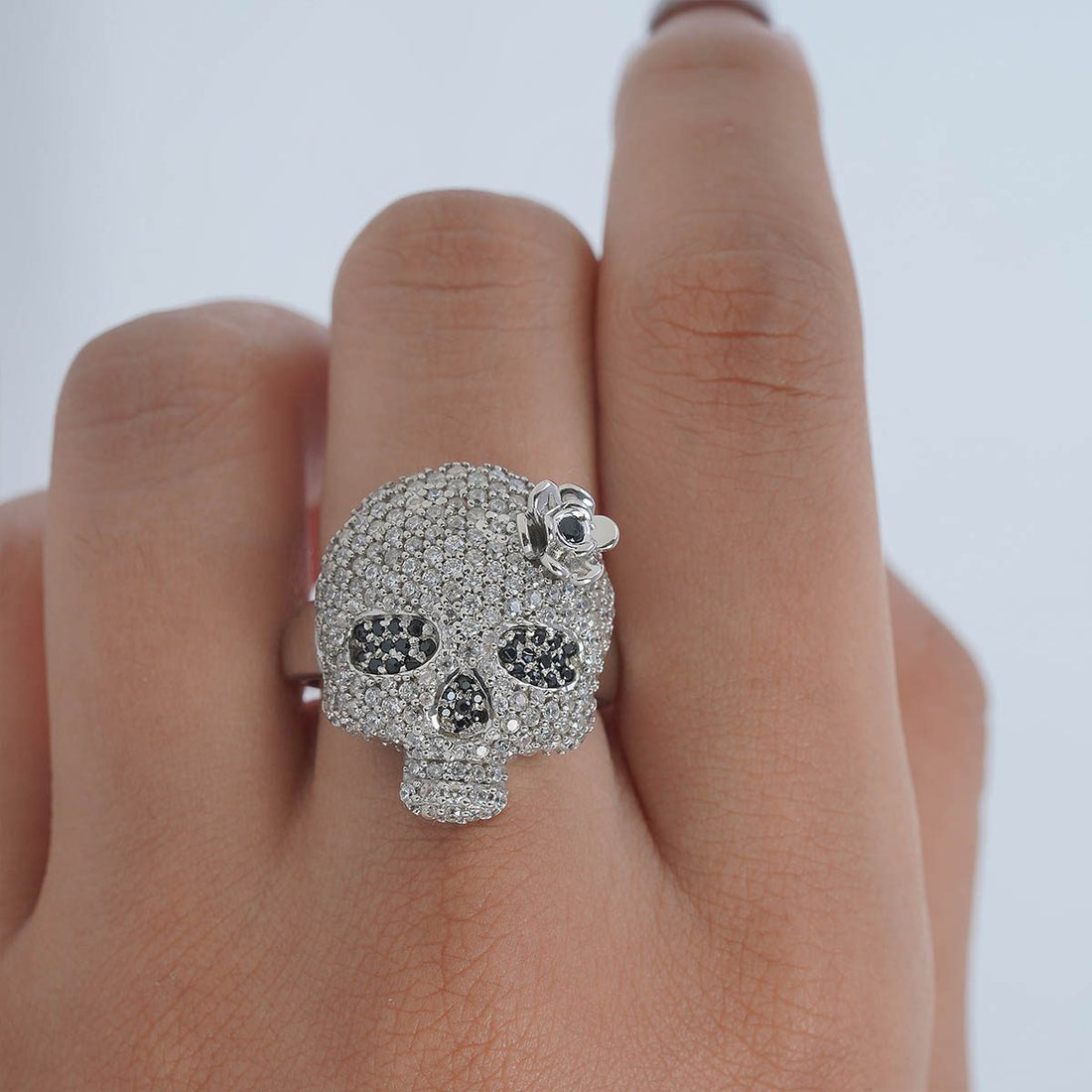 Iced Out Skull Ring for Women Day of The Dead Jewelry Hip Hop