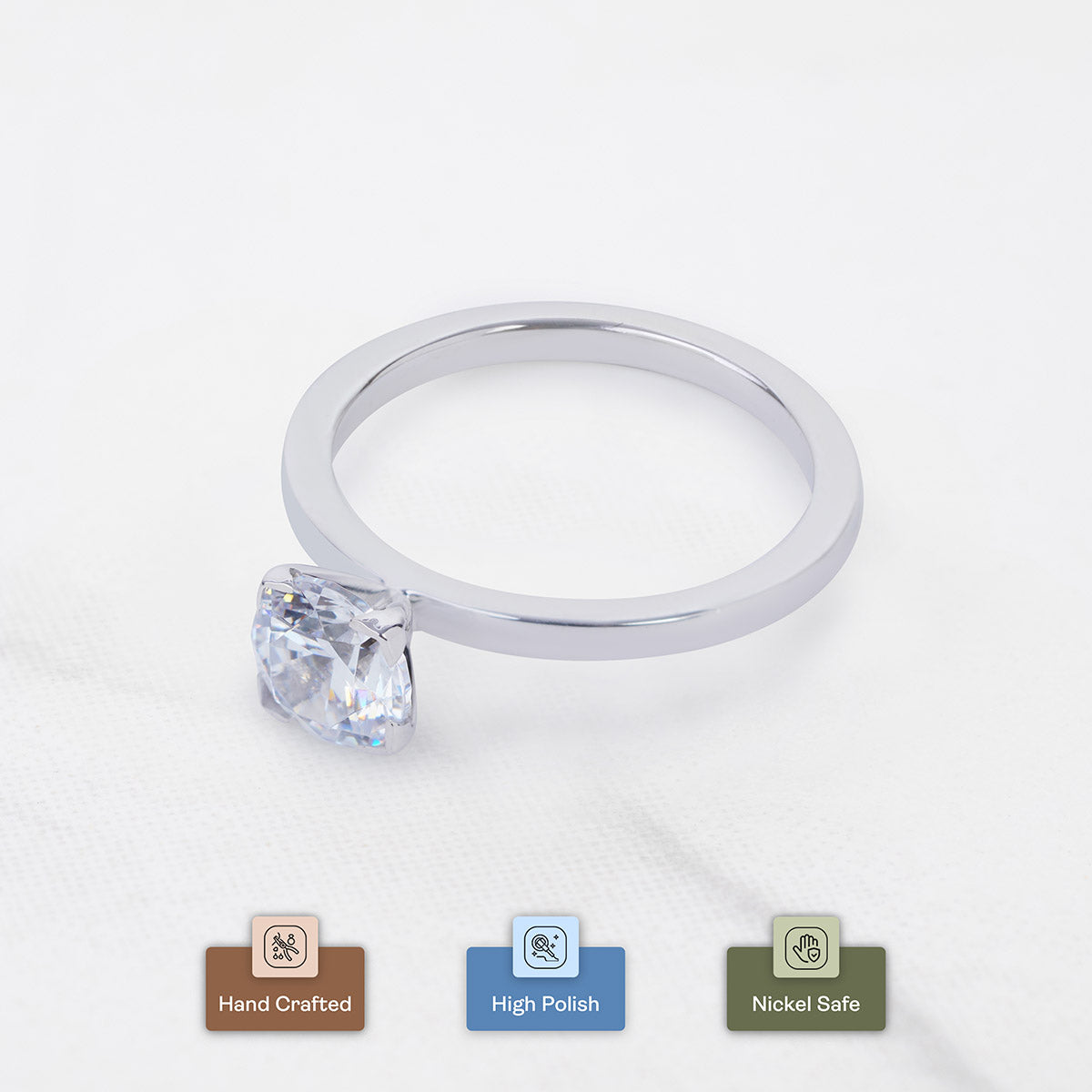 1CT Cubic Zirconia Solitaire Ring Proposal Promise Engagement
