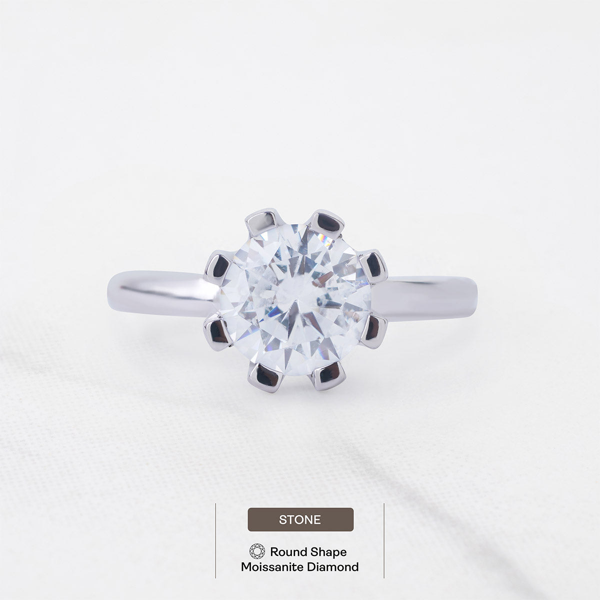 8mm Round 2ct AAA CZ Solitaire Engagement Ring Basket Setting