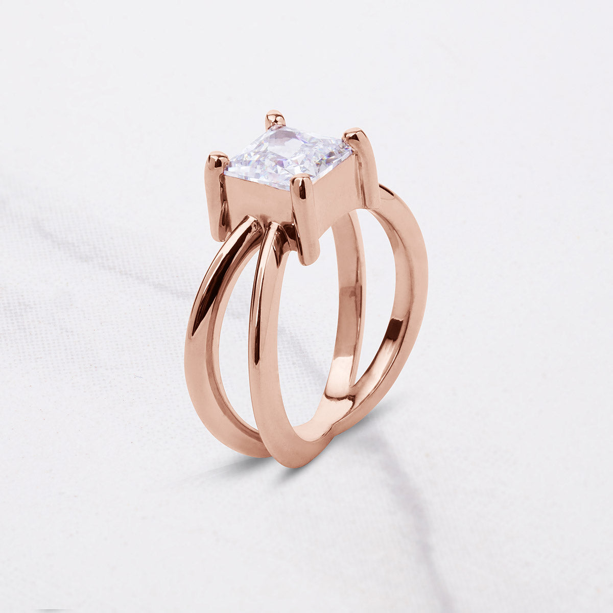 Princess Cut Moissanite Engagement Ring Criss Cross X Design