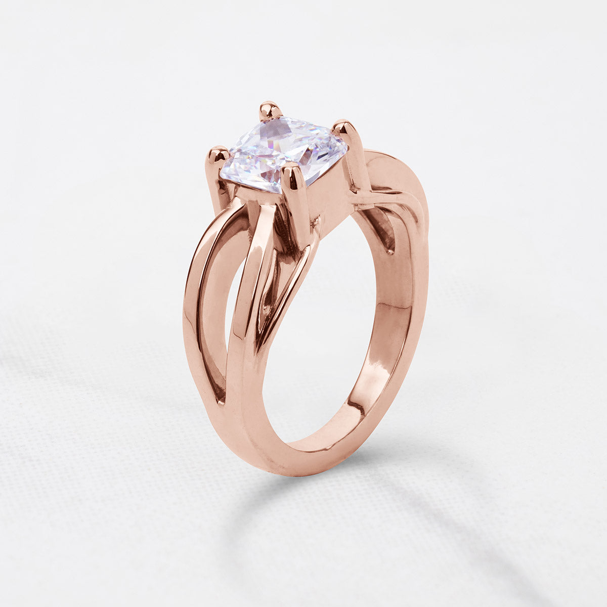 Cushion Cut Moissanite Solitaire Infinity Engagement Ring Rose Gold White Gold