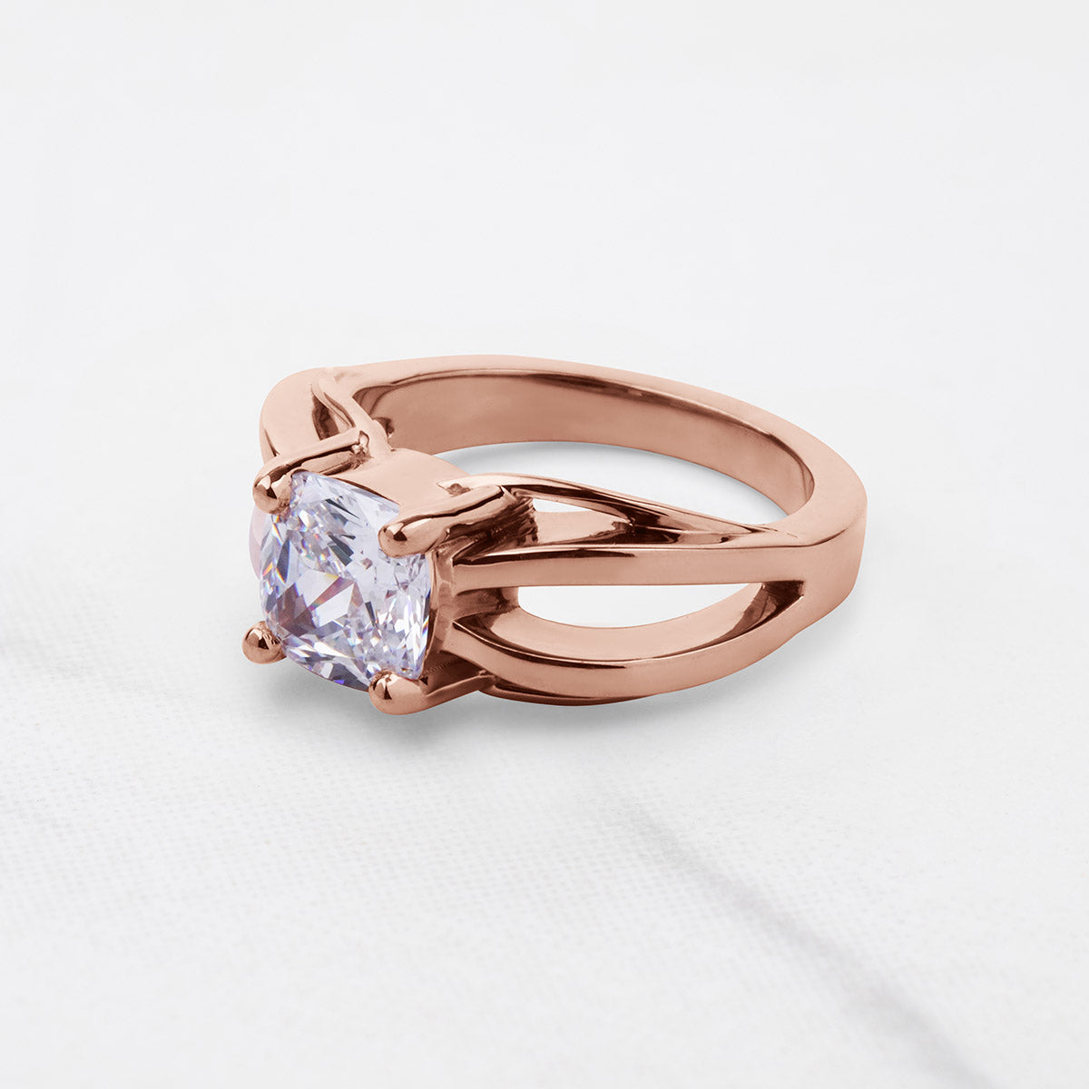 Cushion Cut Moissanite Solitaire Infinity Engagement Ring Rose Gold White Gold