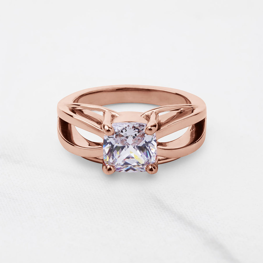 Cushion Cut Moissanite Solitaire Infinity Engagement Ring Rose Gold White Gold