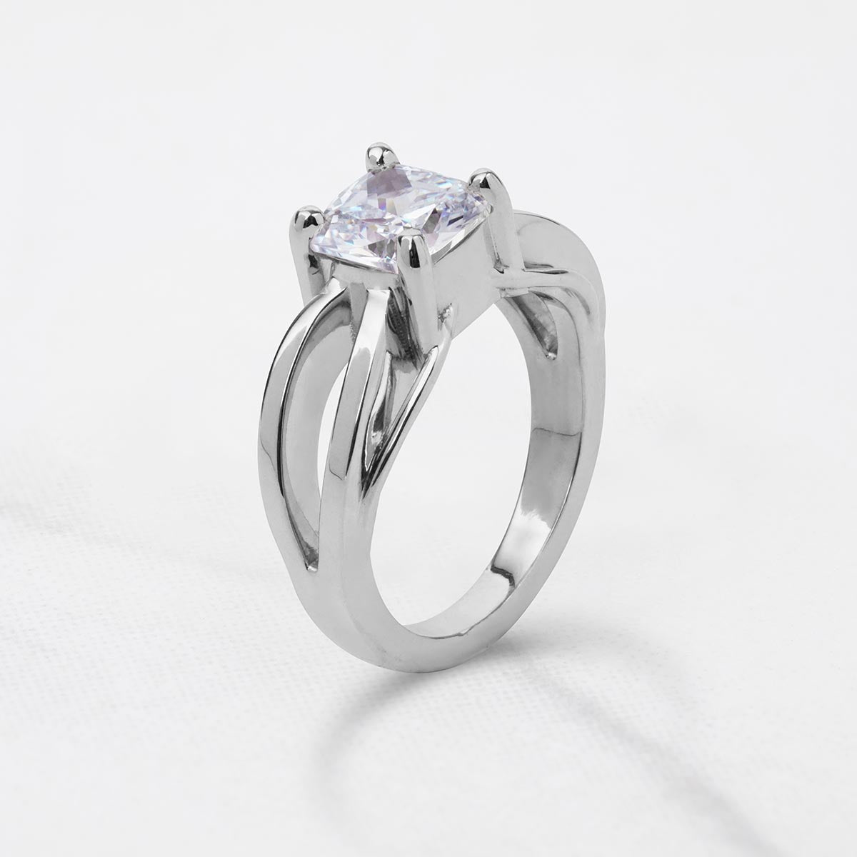 Cushion Cut Moissanite Solitaire Infinity Engagement Ring Rose Gold White Gold