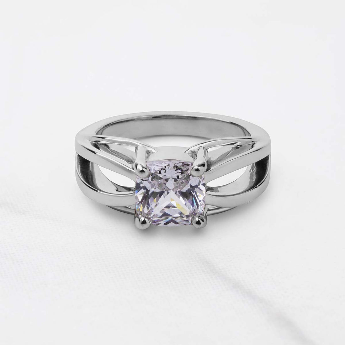 Cushion Cut Moissanite Solitaire Infinity Engagement Ring Rose Gold White Gold