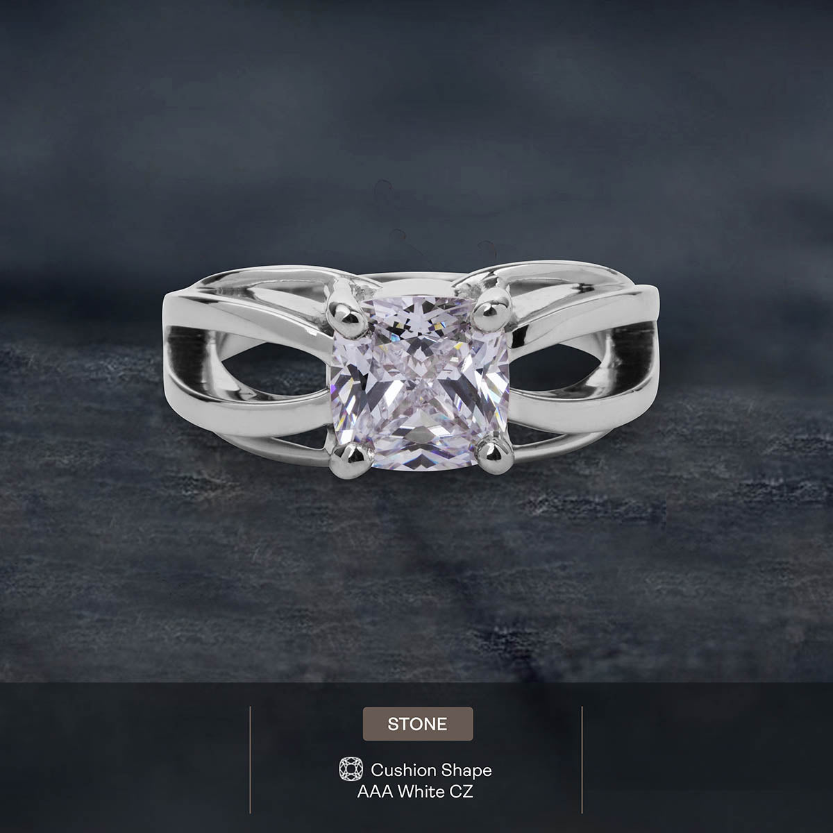 Cushion Cut Cubic Zirconia Solitaire Infinity Engagement Ring Rose Gold White Gold