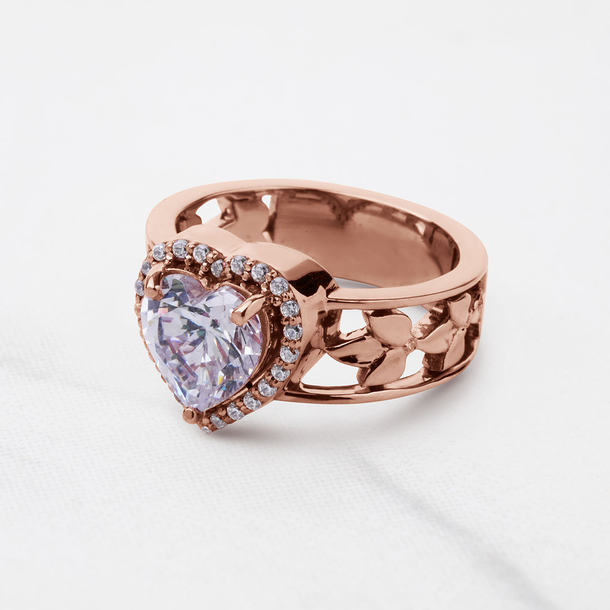 Halo Heart Moissanite Diamond Engagement Ring Art Nouveau Wedding Jewelry Rose Gold