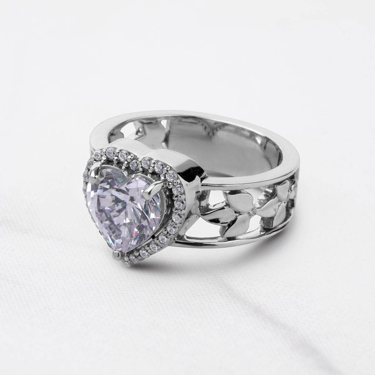 Halo Heart Moissanite Diamond Engagement Ring Art Nouveau Wedding Jewelry Rose Gold