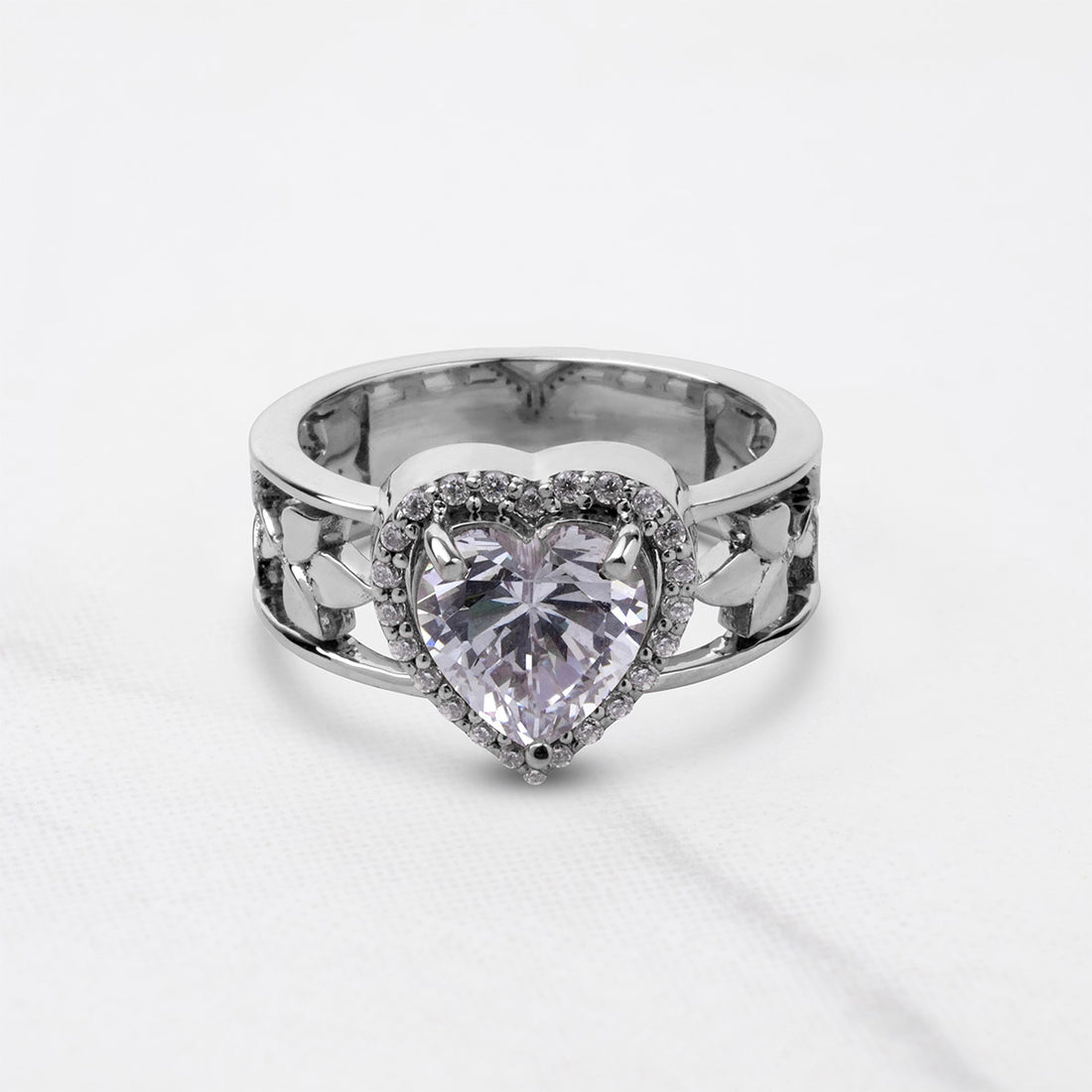Halo Heart Moissanite Diamond Engagement Ring Art Nouveau Wedding Jewelry Rose Gold