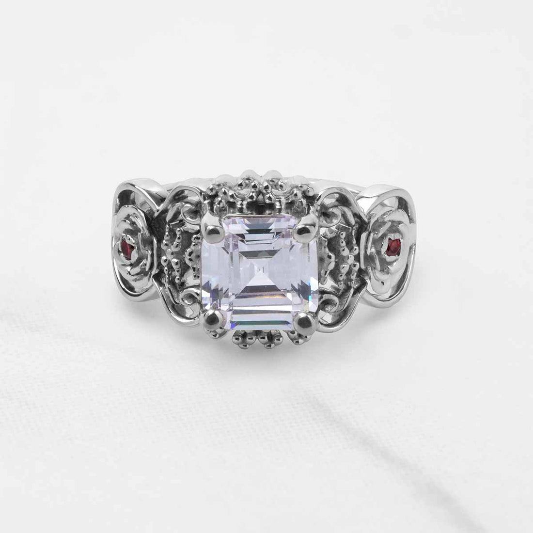 Asscher Cut Solitaire Moissanite Diamond Art Deco Engagement Ring Vintage Wedding Silver Rose Gold