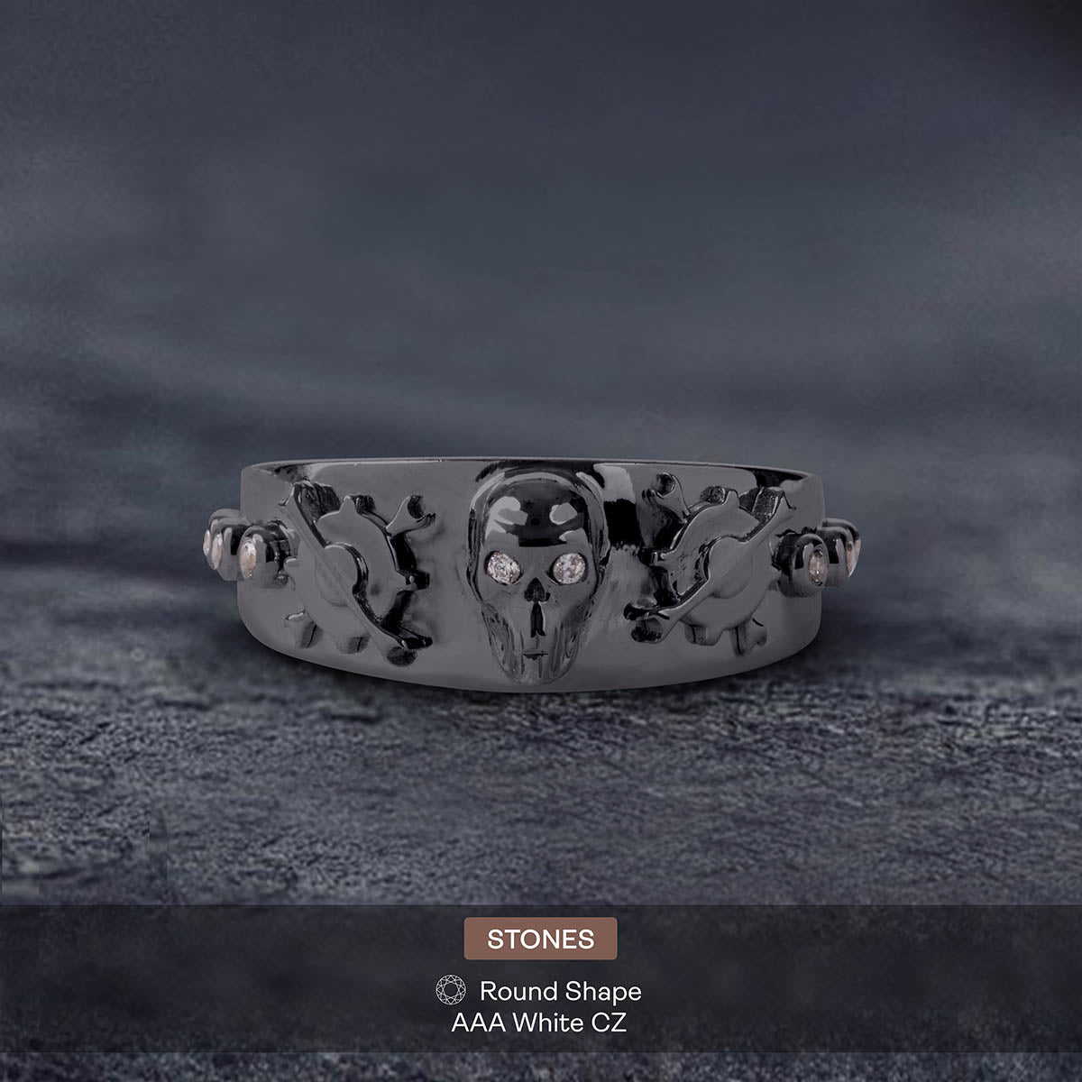 Mechanic Wrench Skull Ring Gothic Biker Wedding Band Unisex