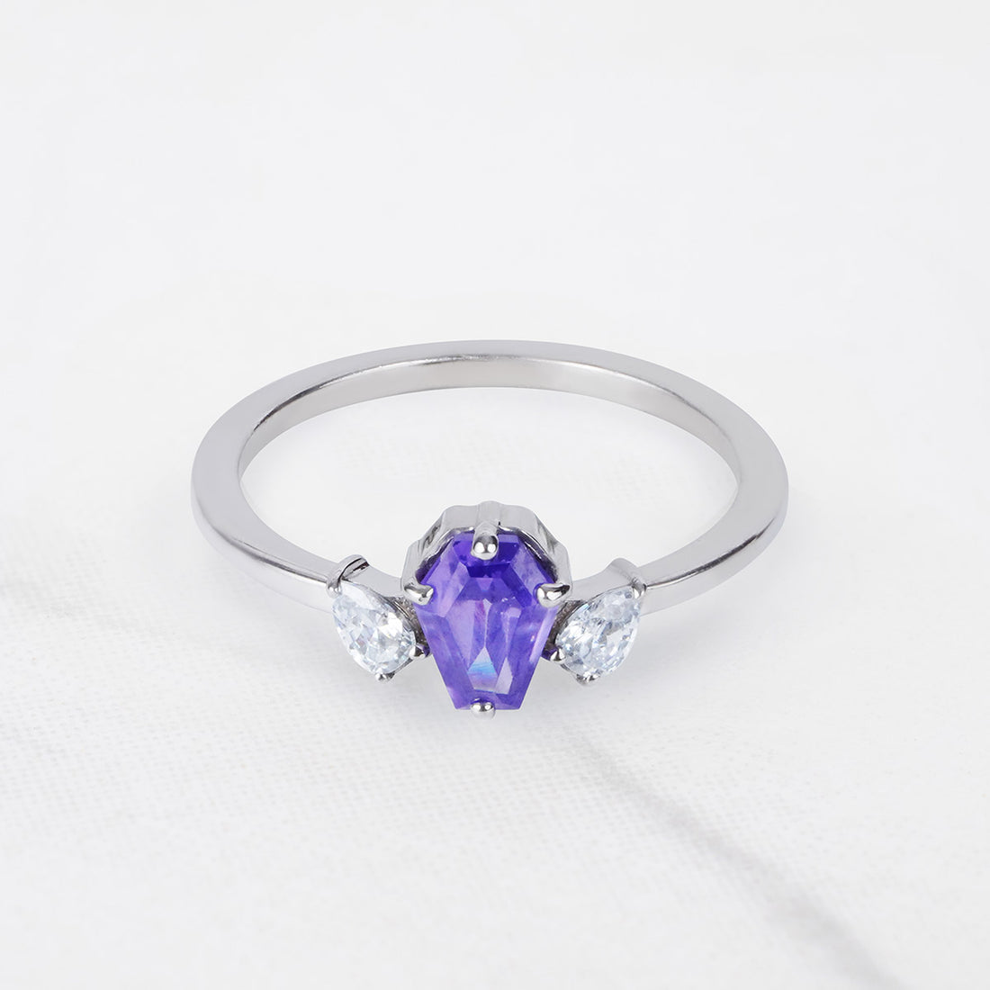 Coffin Amethyst Engagement Ring Till Death Gothic Wedding Rings