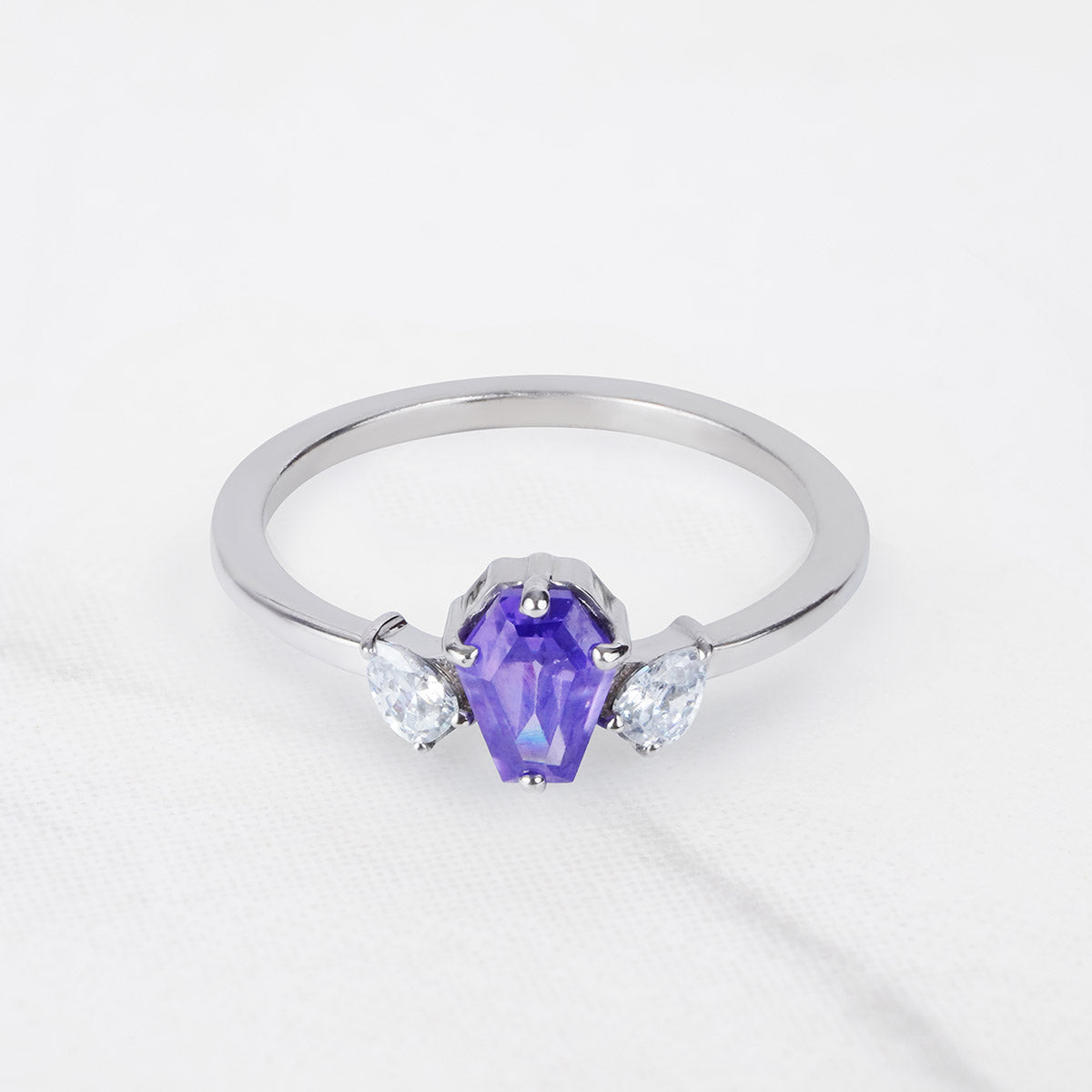 Coffin Amethyst Engagement Ring Till Death Gothic Wedding Rings
