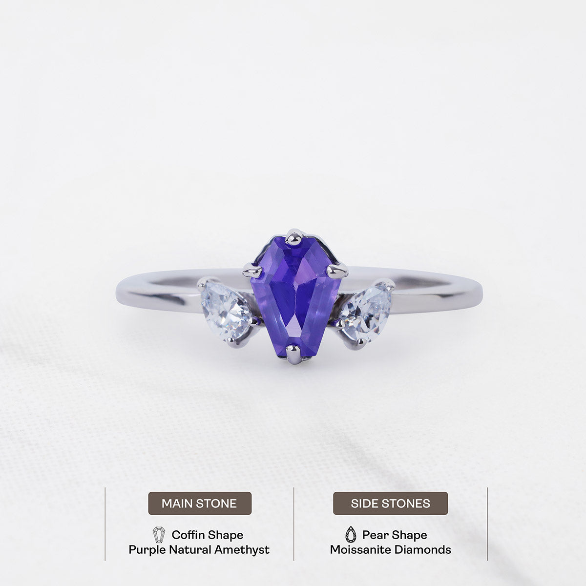 Coffin Amethyst Engagement Ring Till Death Gothic Wedding Rings