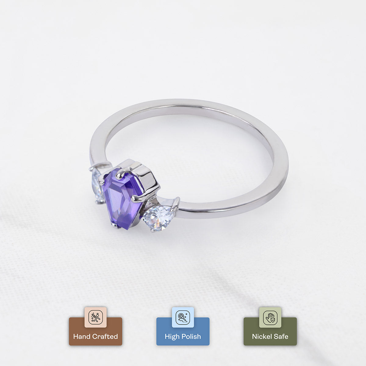 Coffin Amethyst Engagement Ring Till Death Gothic Wedding Rings