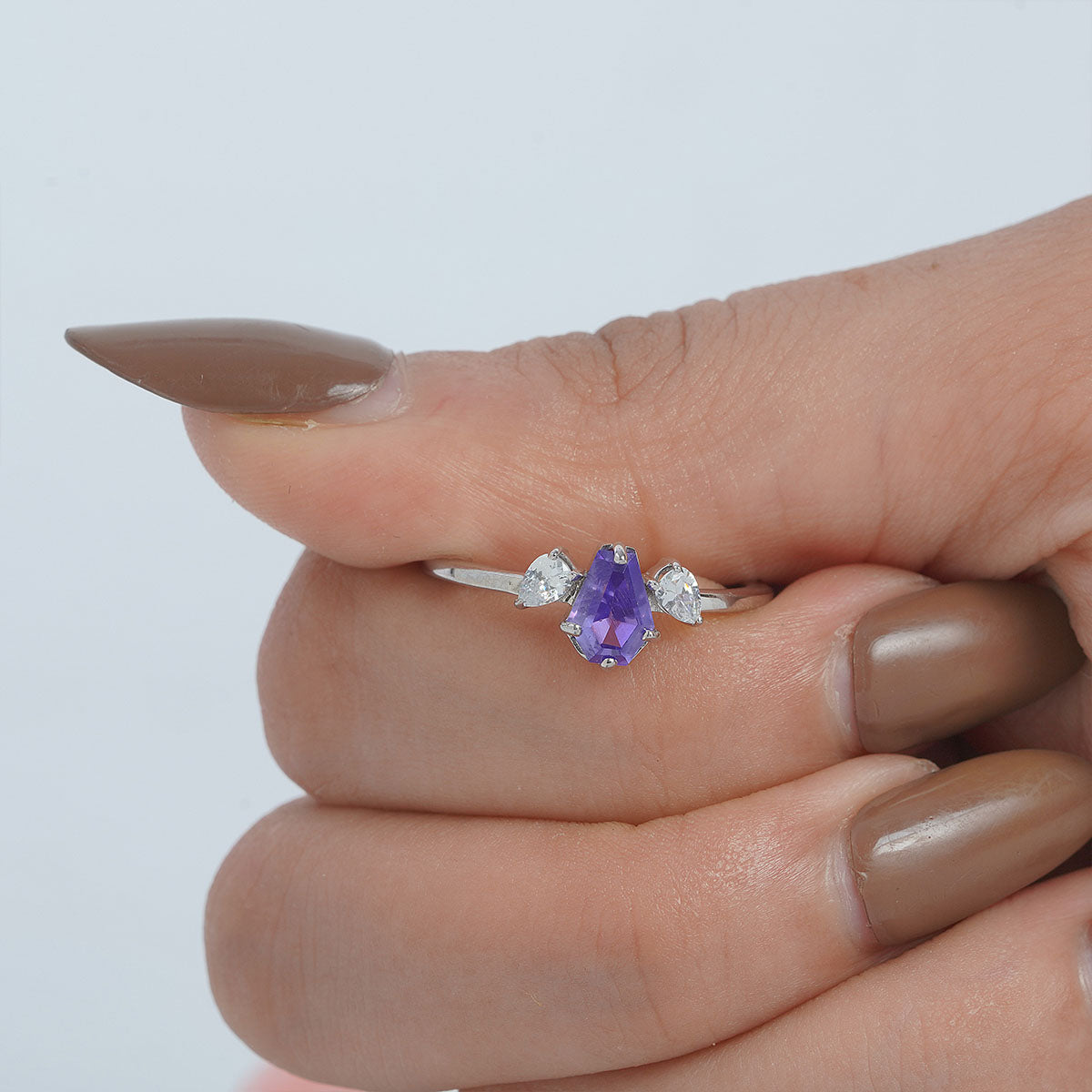 Coffin Amethyst Engagement Ring Till Death Gothic Wedding Rings