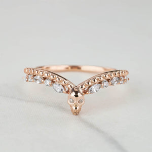 Curved Skull Enhancer Ring Engagement Wedding Band for Women AAA CZ