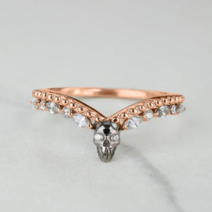 Two Tone Skull Engagement Ring Enhancer for Women Marquise CZ