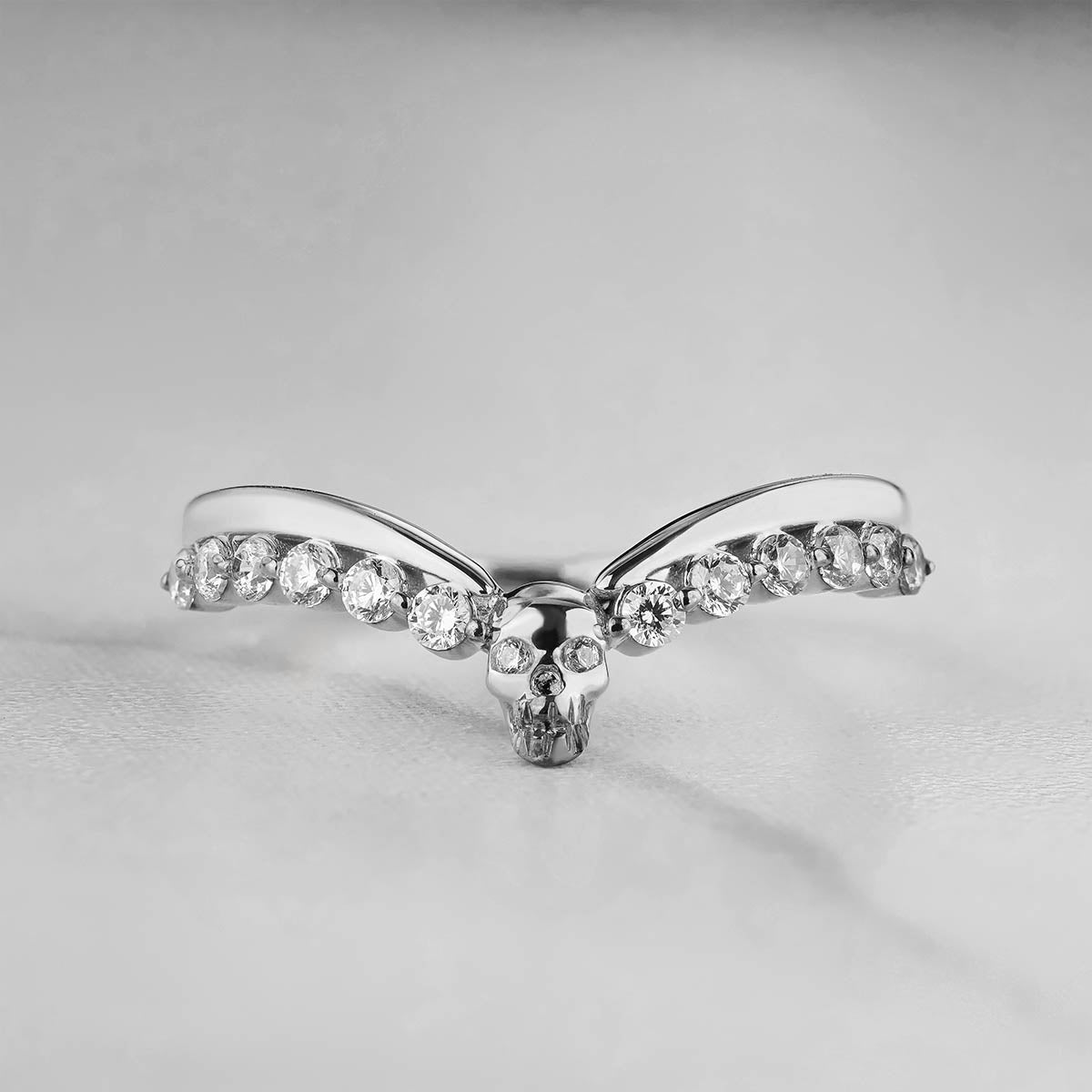 Moissanite Engagement Ring Enhancer Curved Skull Wedding Band Women Rose Gold