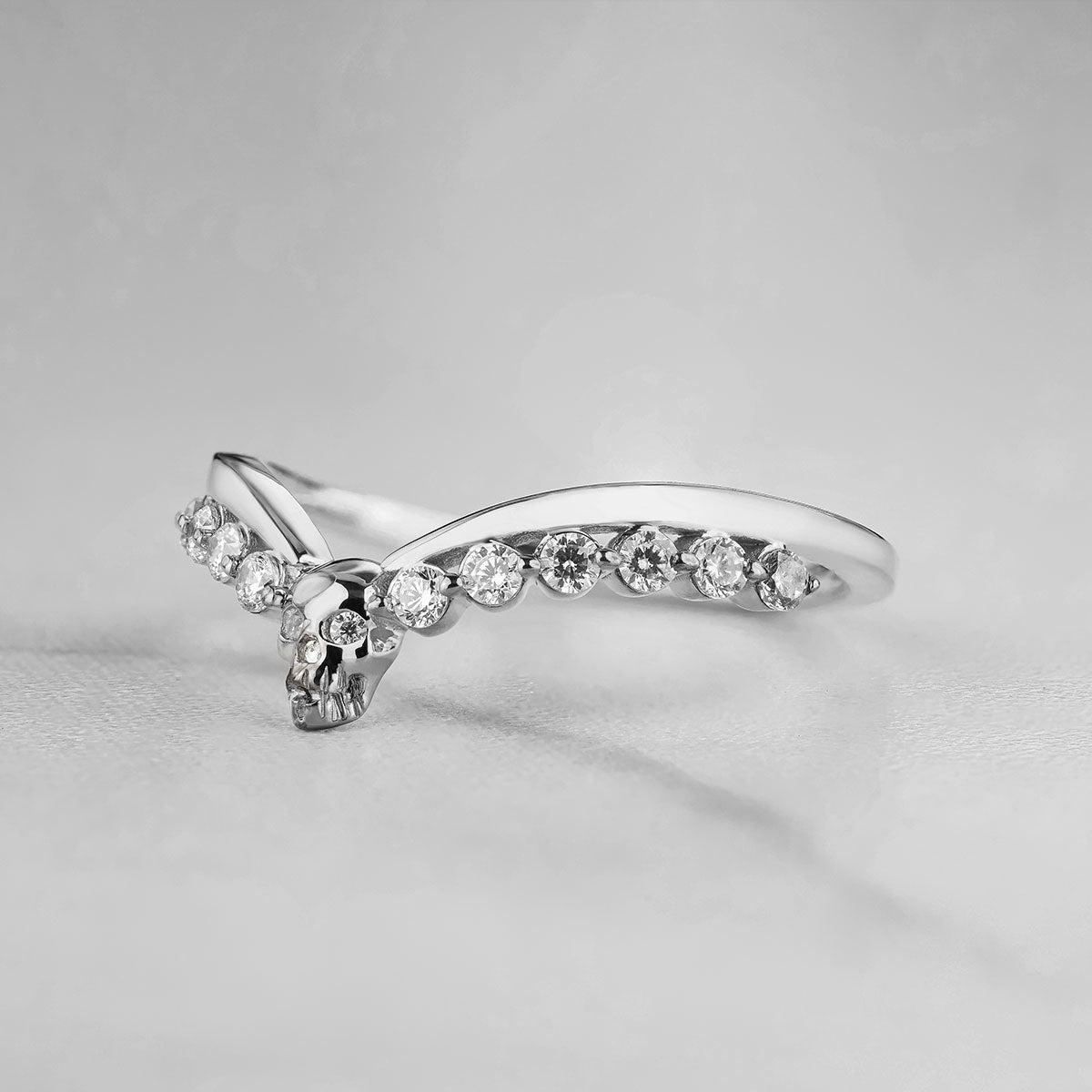 Moissanite Engagement Ring Enhancer Curved Skull Wedding Band Women Rose Gold