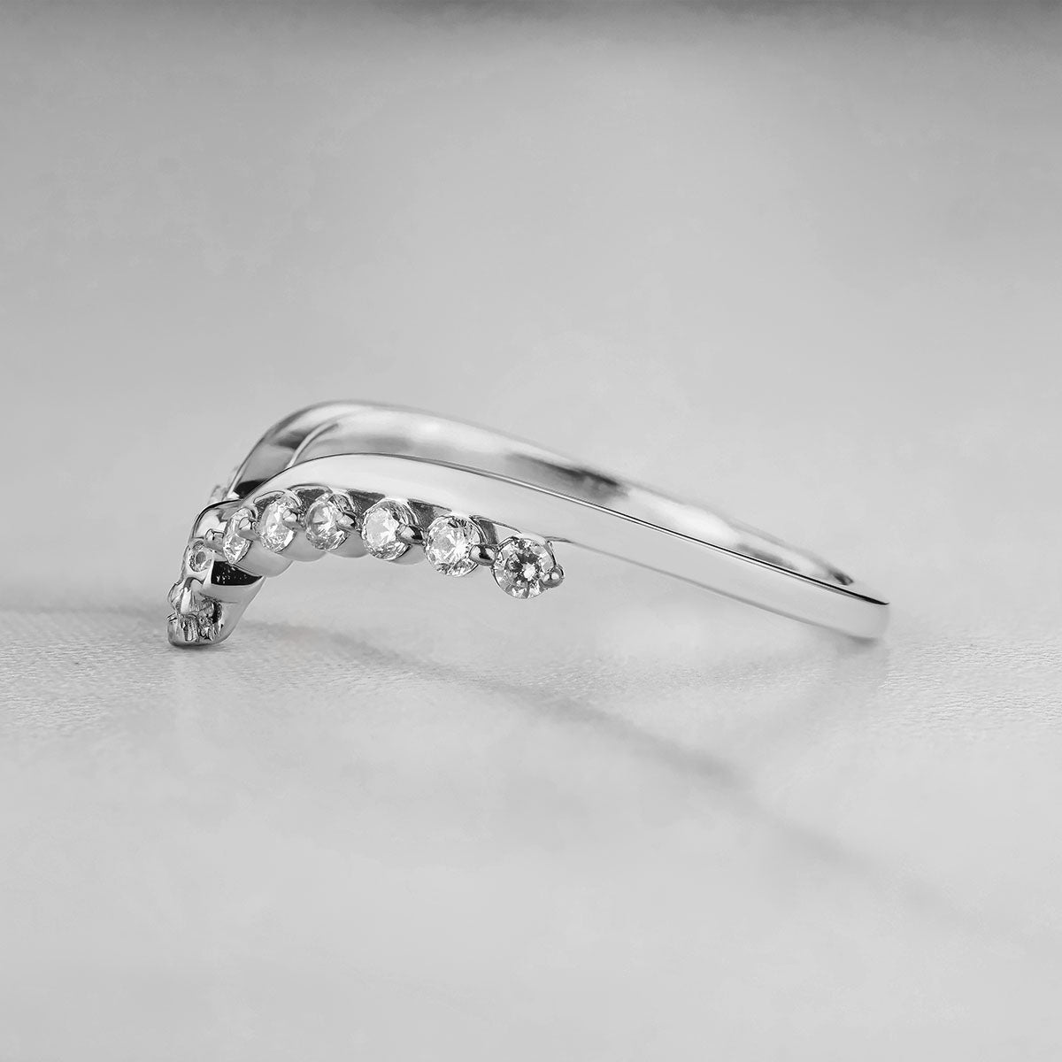 Moissanite Engagement Ring Enhancer Curved Skull Wedding Band Women Rose Gold