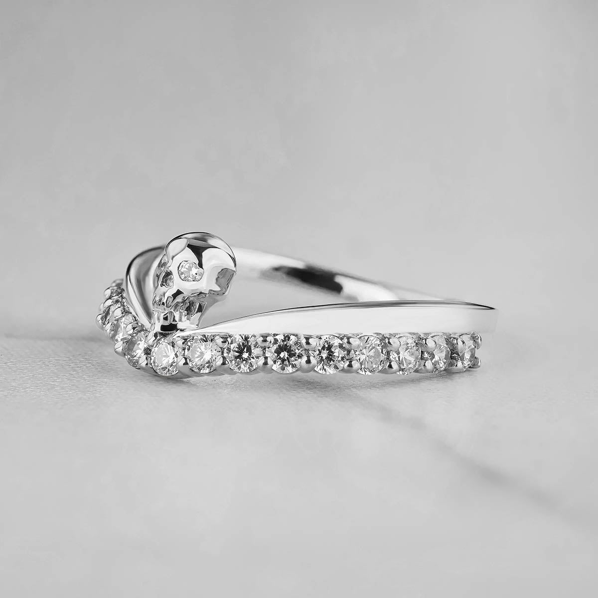 Moissanite Skull Promise Ring Sterling Silver Gothic Wedding Ring Halloween