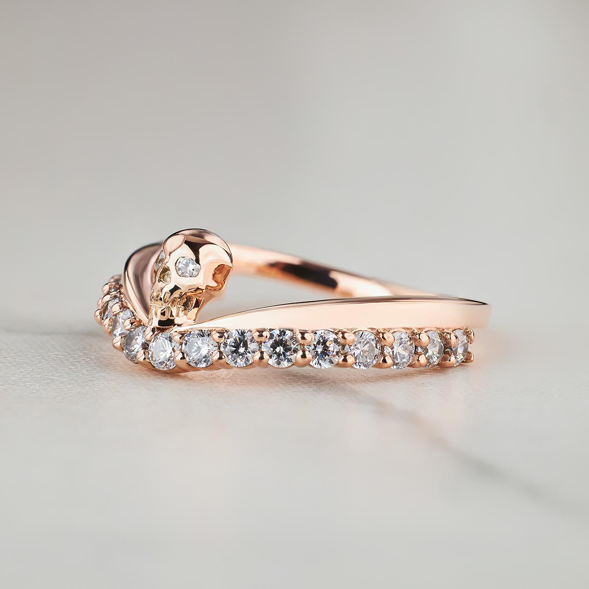 Moissanite Skull Promise Ring Sterling Silver Gothic Wedding Ring Halloween