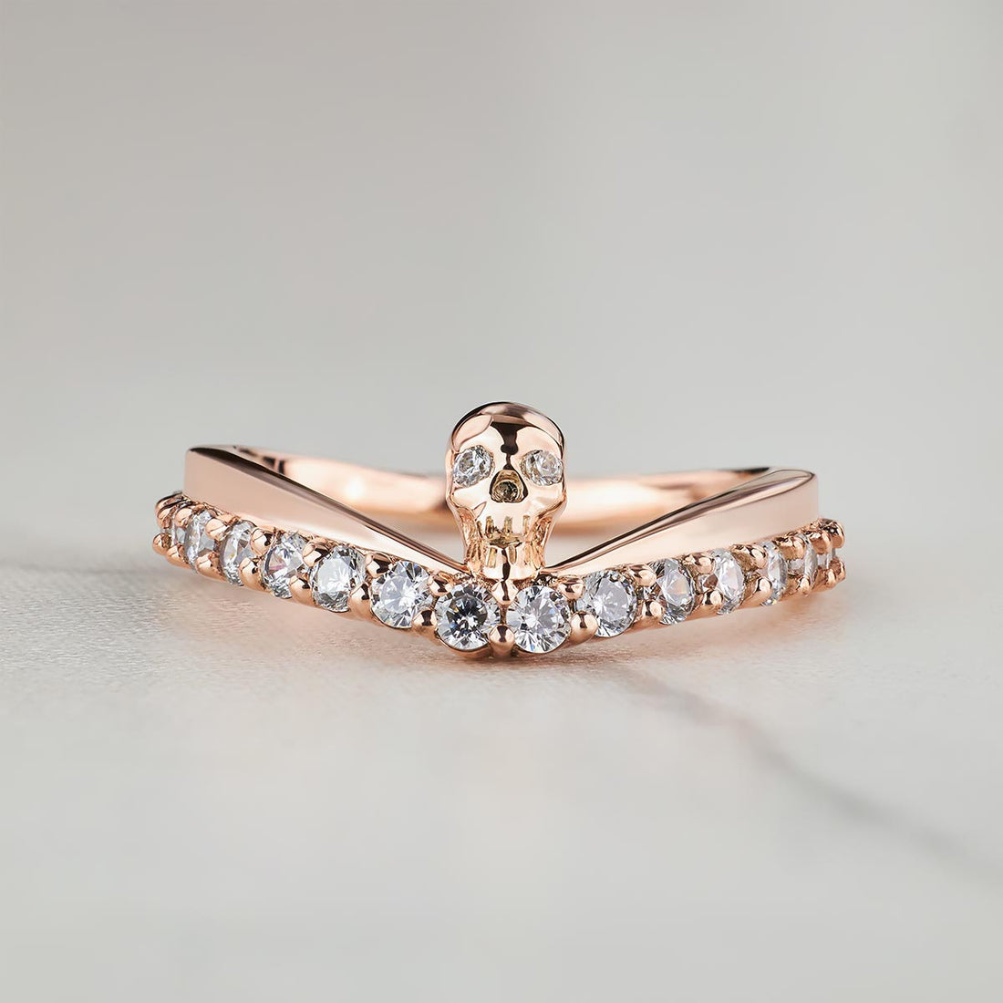 Moissanite Skull Promise Ring Sterling Silver Gothic Wedding Ring Halloween