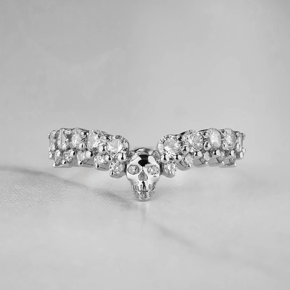 AAA Cubic Zirconia 925 Sterling Silver Skull Engagement Ring Enhancer for Women Wedding Anniversary Band Gift for Her