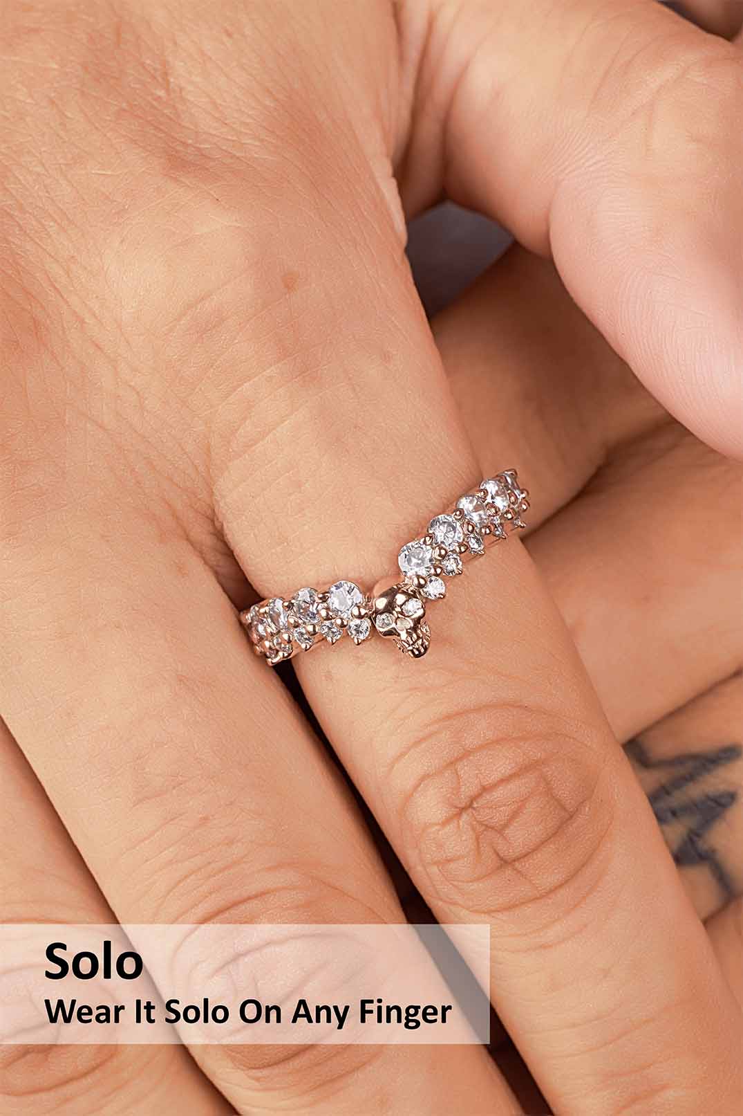 AAA CZ Skull Engagement Ring Enhancer