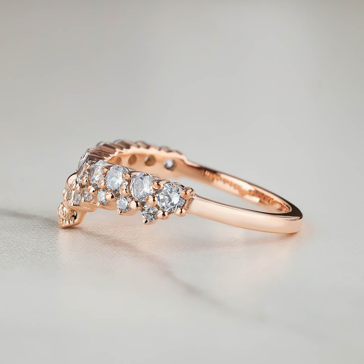 Moissanite Skull Wedding Ring Enhancer Rose Gold Gothic Engagement Ring