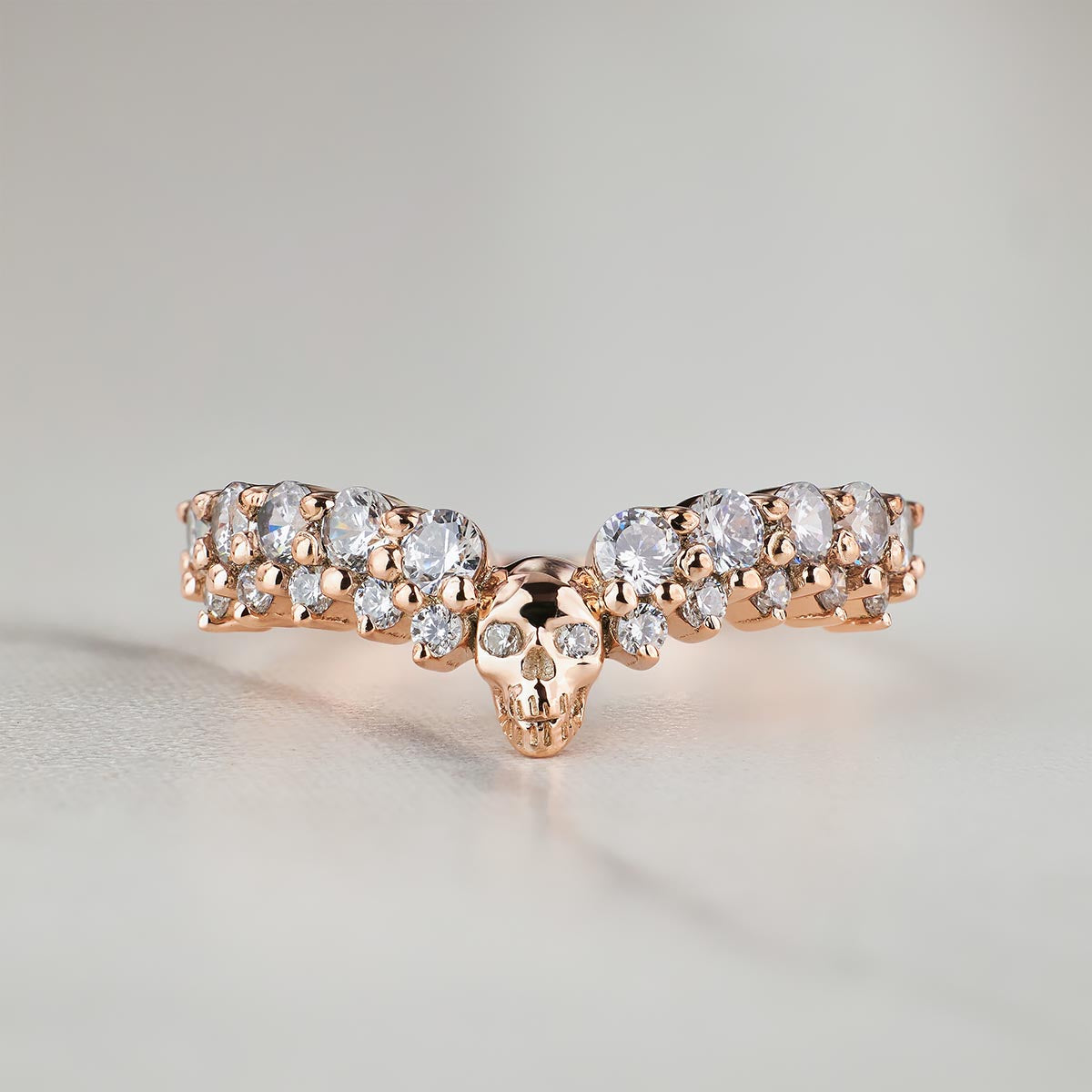Moissanite Skull Wedding Ring Enhancer Rose Gold Gothic Engagement Ring