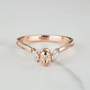 AAA CZ Skull Ring Enhancer for Engagement Curved Wedding Band Women's