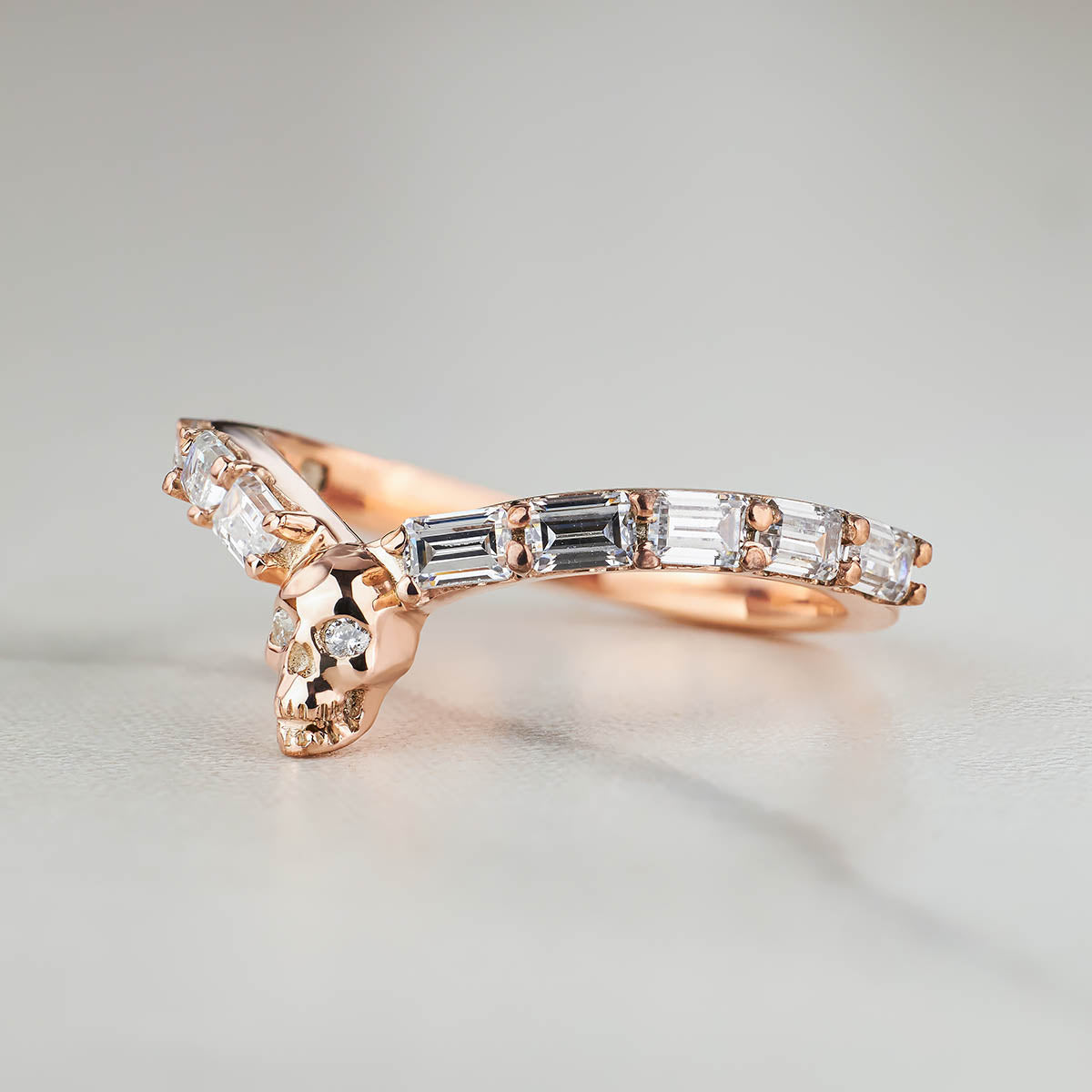 Moissanite Skull Enhancer Wedding Band For Women Gothic Engagement Ring